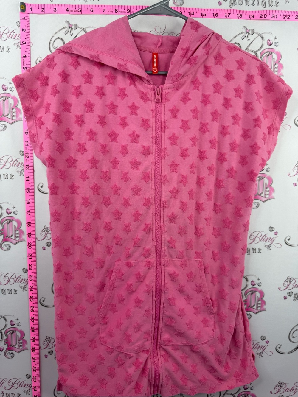 Joe fresh shirt zip up stars cloth Terry Girls' Pink Star Zip Hoodie Vest